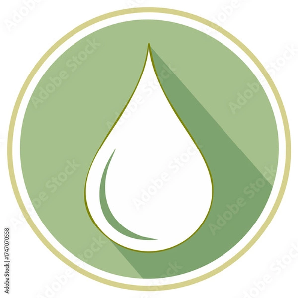 Obraz Abstract water drop symbol, green circle with shadow, eco design.