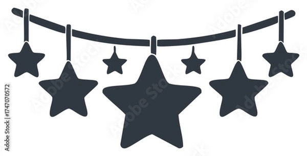 Obraz Hanging star garland decoration with a simple silhouette design