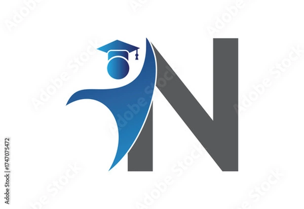 Fototapeta Graduation flat Icon human with latter N design concept