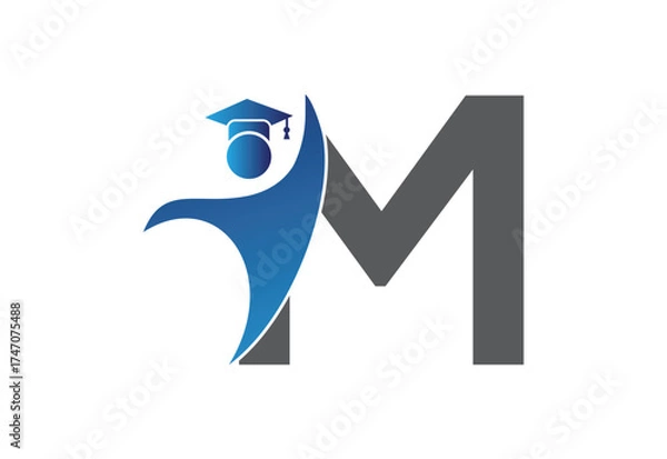 Fototapeta Graduation flat Icon human with latter M design concept