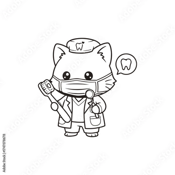 Obraz Cute animal coloring book for cat vector illustration on white background 