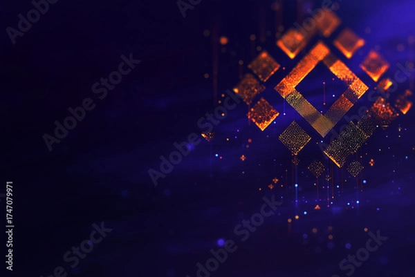 Obraz Digital glowing geometric pattern in dark background