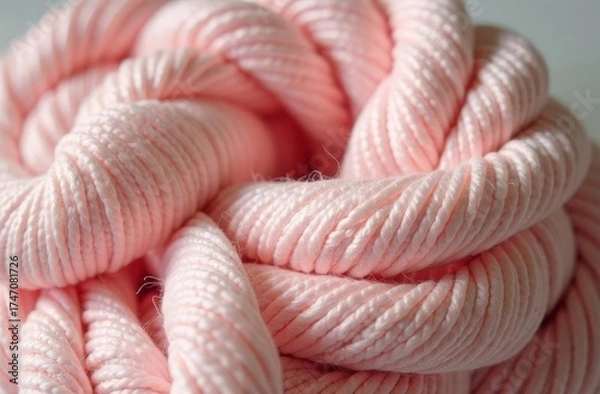 Fototapeta Texture and pattern of hand-knitted fabric made of soft pink threads