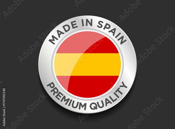 Obraz Made in the Spain labels icon, made in the Spain logo, Spain flag , Spain product emblem, Vector illustration