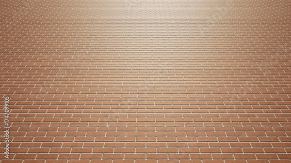 Fototapeta Concept or conceptual vintage or grungy brown background of brick texture floor as a retro pattern layout. A 3d illustration for construction, architecture, urban and interior design