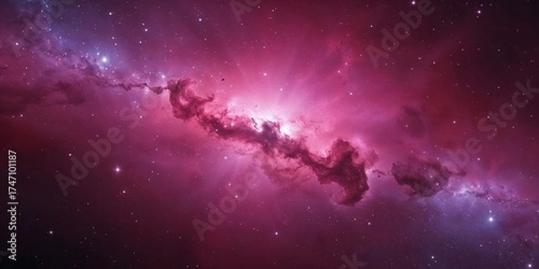 Obraz Illustration of cosmic nebula in deep space with stars and vibrant pink and purple hues