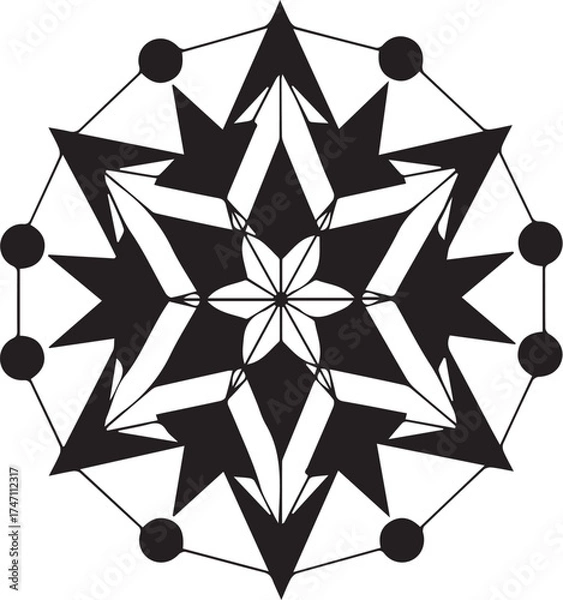 Fototapeta black and white abstract background Star Geometry Abstract Mandala