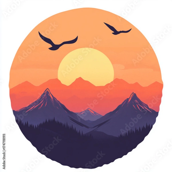 Obraz sunset in mountains