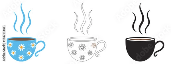 Fototapeta Hot Drink Tea Cup Vector Illustration – Clean Graphic Design for Beverage Packaging, Café Branding, and Digital Food and Drink Artwork