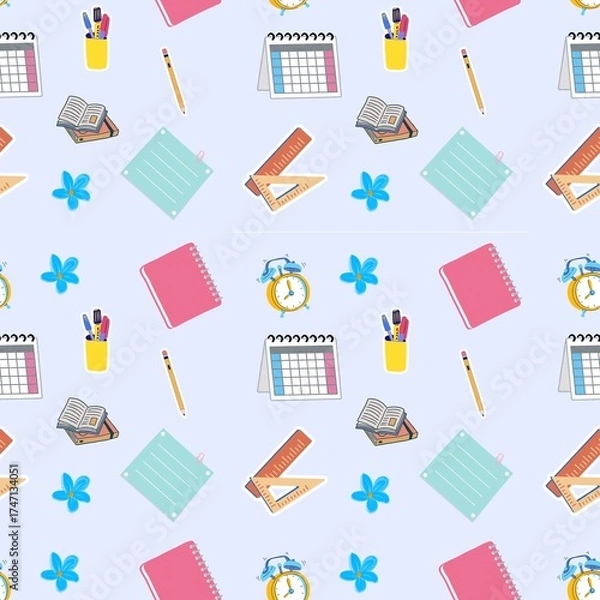 Fototapeta seamless background with write supplies