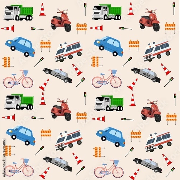 Obraz seamless pattern with tranportation icons