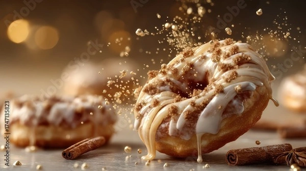 Fototapeta A donut with sprinkles on top