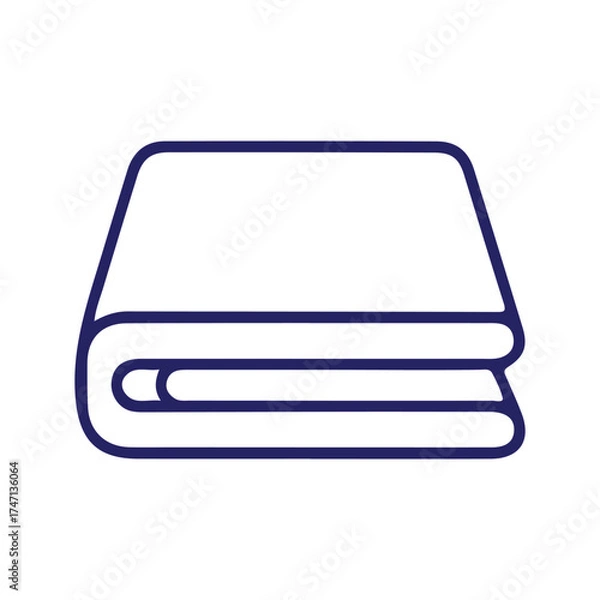 Fototapeta Vector art of a simple blue line drawing of a folded blanket or towel, isolated on a