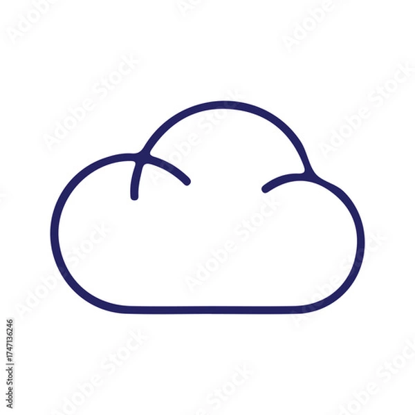 Fototapeta Vector art of simple outline of a cloud