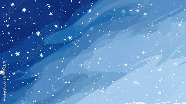 Fototapeta watercolor illustration, Independence Day of Finland, abstract snowy blue and white background, vintage postcard, horizontal banner, copy space, free space for text