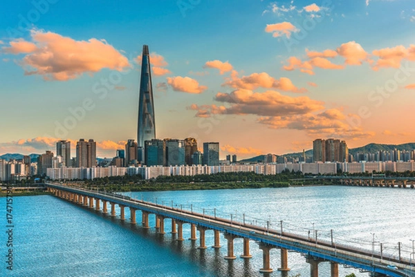Obraz Twilight at han river seoul korea