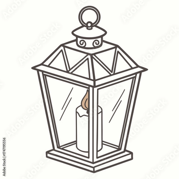 Fototapeta Simple of a lit candle inside a lantern candle lantern icon