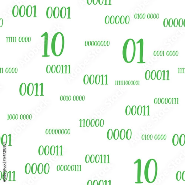 Fototapeta Seamless pattern of decimal code. High-tech futuristic colorful decimal computer code. Programming template