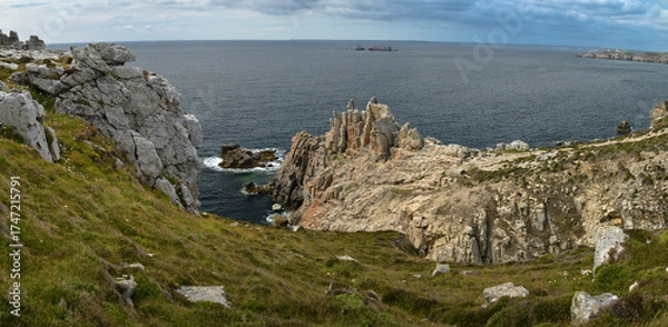 Obraz vue panoramique sur les falaises de la côte de la presqu'île de Crozon en Bretagne