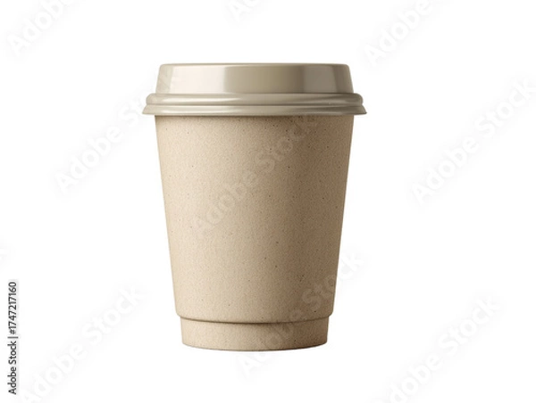 Fototapeta Warm beverage served in a plain brown paper cup on a bright morning
