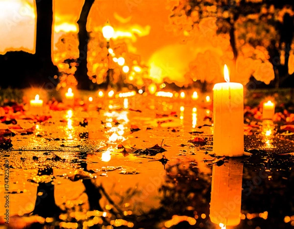 Fototapeta Path of Golden Candles
