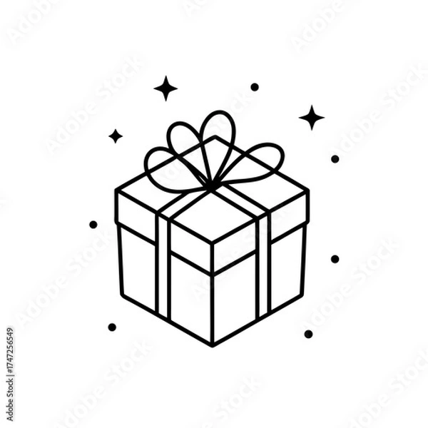 Obraz Gift box with bow and sparkles