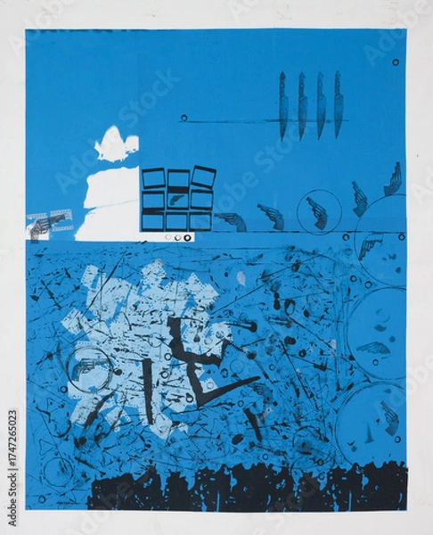 Fototapeta Mix technique of Printmaking on canvas, Crime and Psycho killer concept