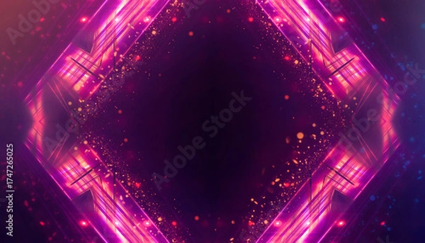 Fototapeta Abstract futuristic neon background, glow, light reflection.
