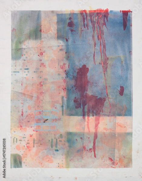 Fototapeta Mix technique of Printmaking on canvas, Crime and Psycho killer concept