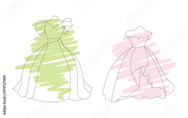 Fototapeta Dreamy Pastel Figure Sketch, Soft Abstract Human Figures, Minimal Pastel Character Art