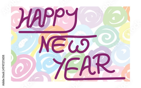 Fototapeta Bright Happy New Year Card, Festive Color Splash Greeting, Vibrant Celebration Postcard