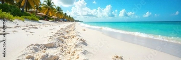 Obraz Glistening White Sand of Miami Beach Perfect for Sunbathing, Relaxation, and Building Sandcastles under the Bright South Florida Sun