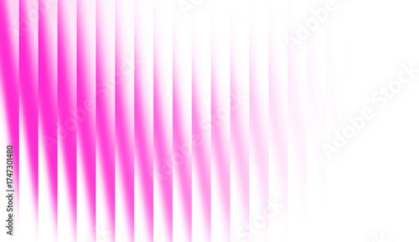 Fototapeta Abstract pink gradient glossy ribbed glass effect on white background. Futuristic refracted Strips texture for cyber tech background, header, cover, poster, backdrop, wallpaper.