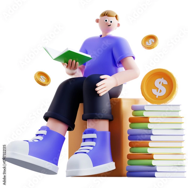 Obraz 3d Illustration of Financial Education Learning