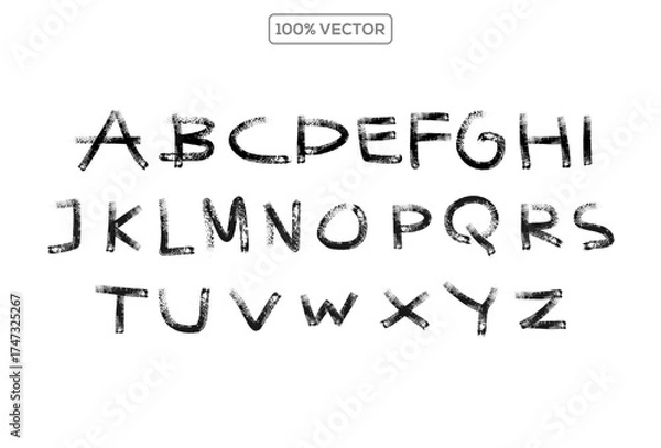 Obraz Grunge capital letters, distressed alphabet. Punk and grunge style alphabet. Stencil graffiti font.