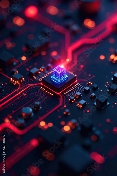 Fototapeta Futuristic Energy Network Glowing Circuitry and Efficient Power Transfer