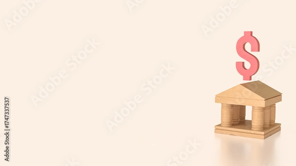 Fototapeta The Bank Building for Earn or save concept 3d Rendering.