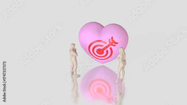 Fototapeta The Heart and blue eye target for romance or love concept 3d Rendering.