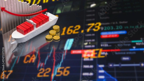 Fototapeta The Ship for Transport or Business concept 3d Rendering.