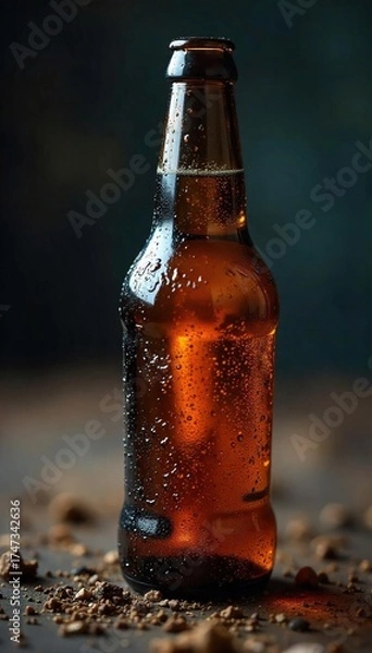 Fototapeta Discarded Beer Bottle A Close-Up Image Symbolizing Alcoholism and Addictions Destructive Consequences