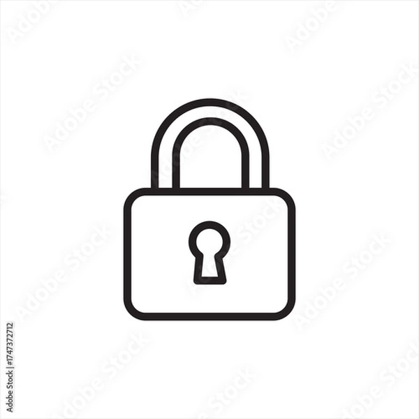 Obraz Simple Outline Lock Icon for Protection and Privacy Element