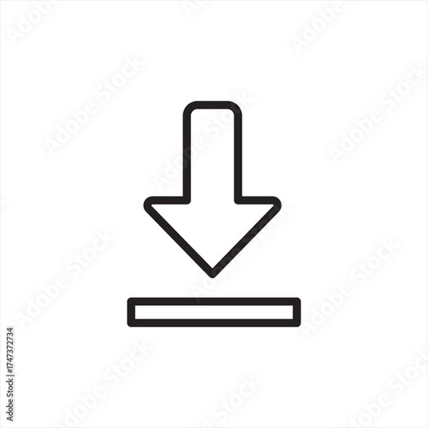 Obraz Simple Outline Arrow Pointing Down to a Line Icon Design