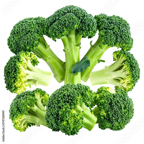 Obraz Bright green broccoli heads arranged, showcasing stalks and textures, digitally rendered