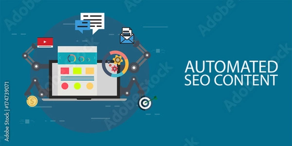 Obraz Automated seo content creative concept vector illustration