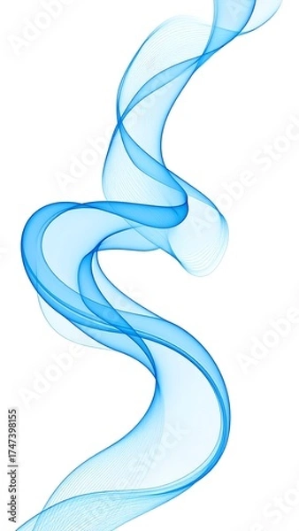 Obraz Abstract flowing blue lines on white background