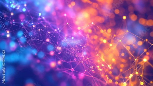 Fototapeta Global database and neural network in modern design