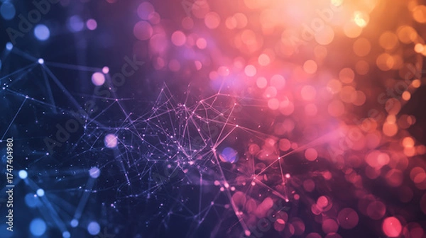 Fototapeta Digital Cyberspace with Particles and Network Data Connections Concept