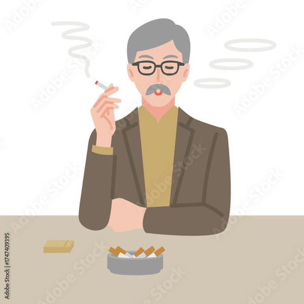 Obraz タバコを吸う高齢男性