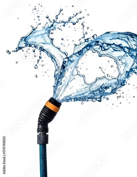 Fototapeta Water splashing from a garden hose nozzle
