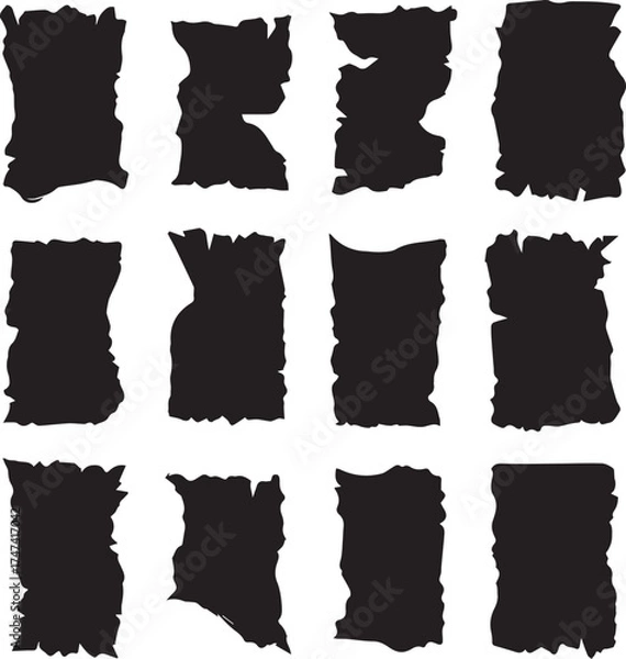 Fototapeta Vertical Torn Paper Scrap Collection for Dark Themes